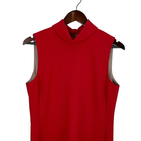Theory | Admiral Crepe Red Roll Neck Mini Dress - Picture 2 of 9